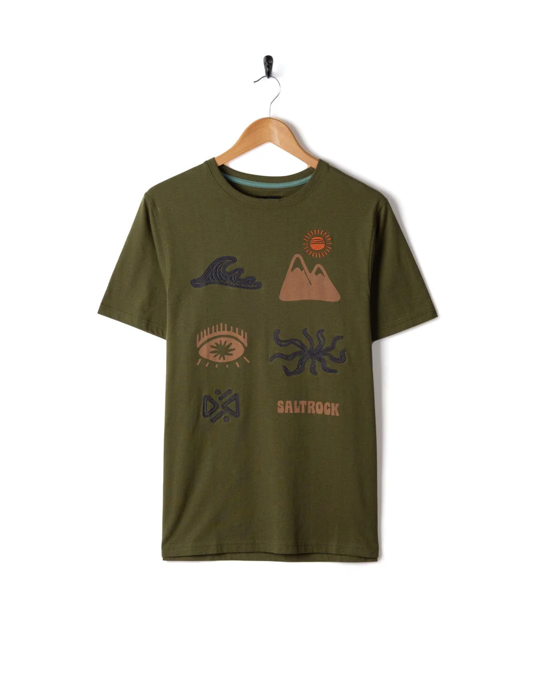 Block Icons Mens Short Sleeve T-Shirt in Green - Image 2