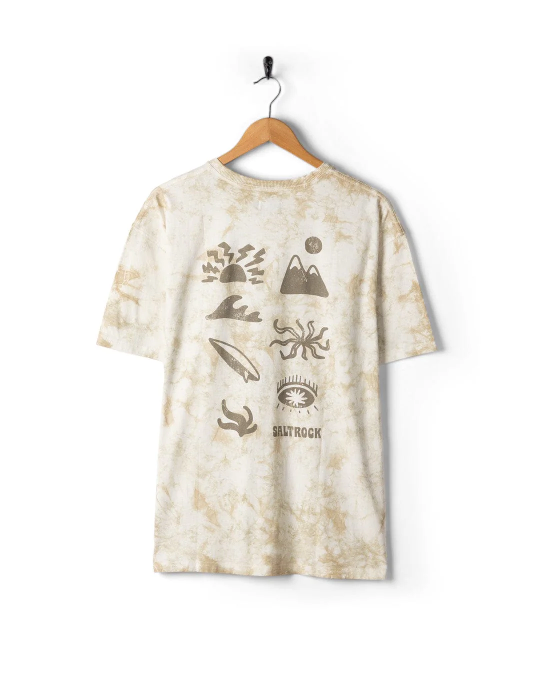 Block Icons Mens Oversized Tie Dye T-Shirt in Cream - Image 2