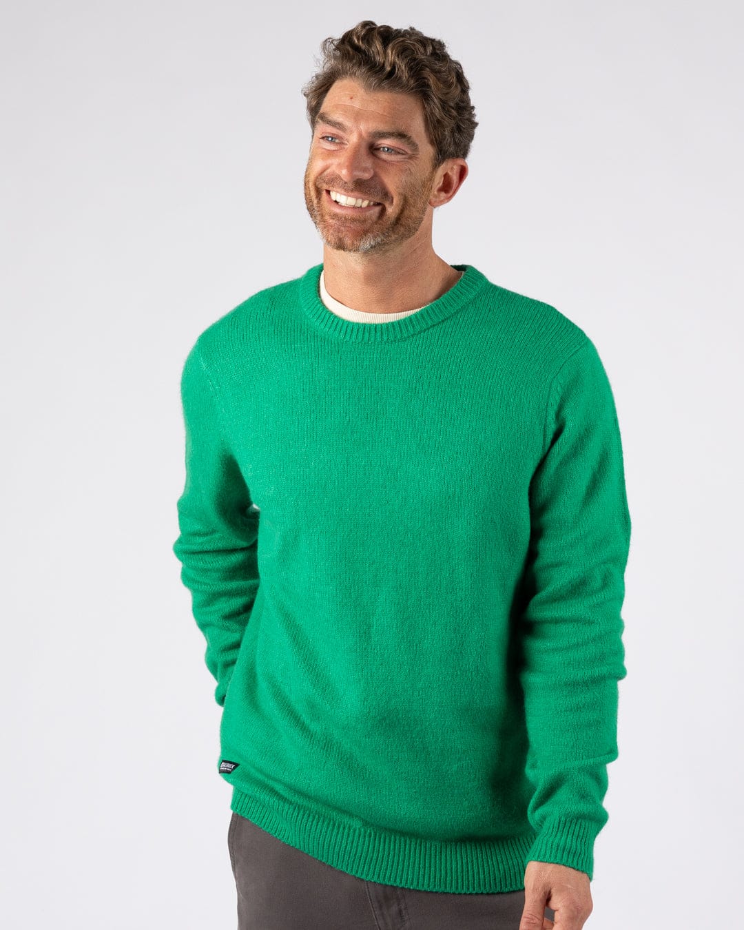 Bowen Mens Long Sleeve Crew Knit in Bright Green - Image 6
