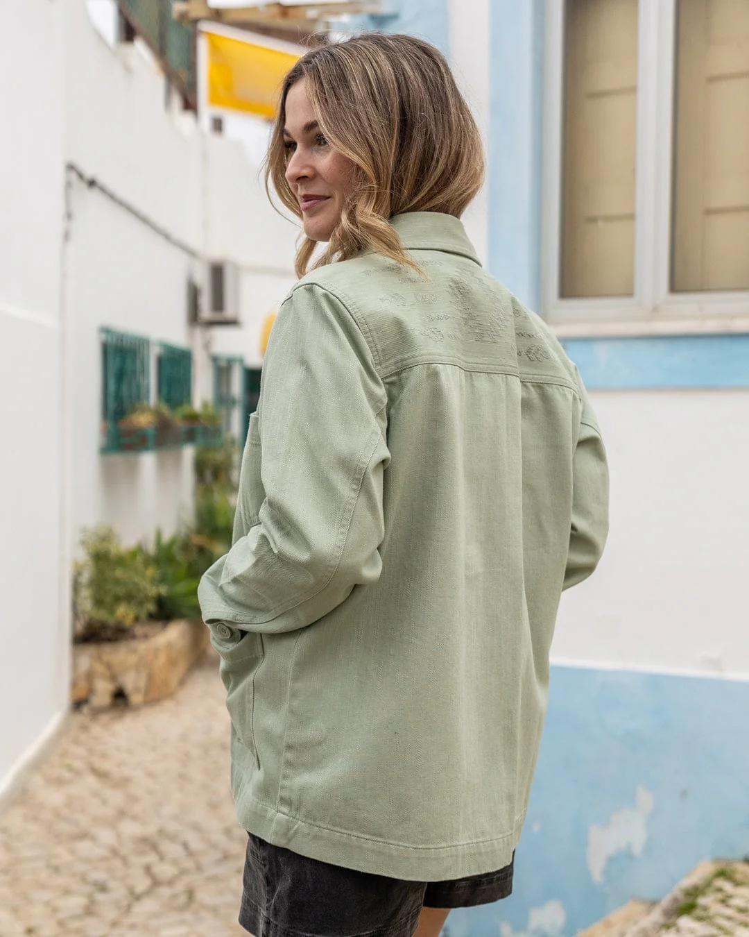 Braelyn Womens Twill Casual Jacket in Light Green - Image 4
