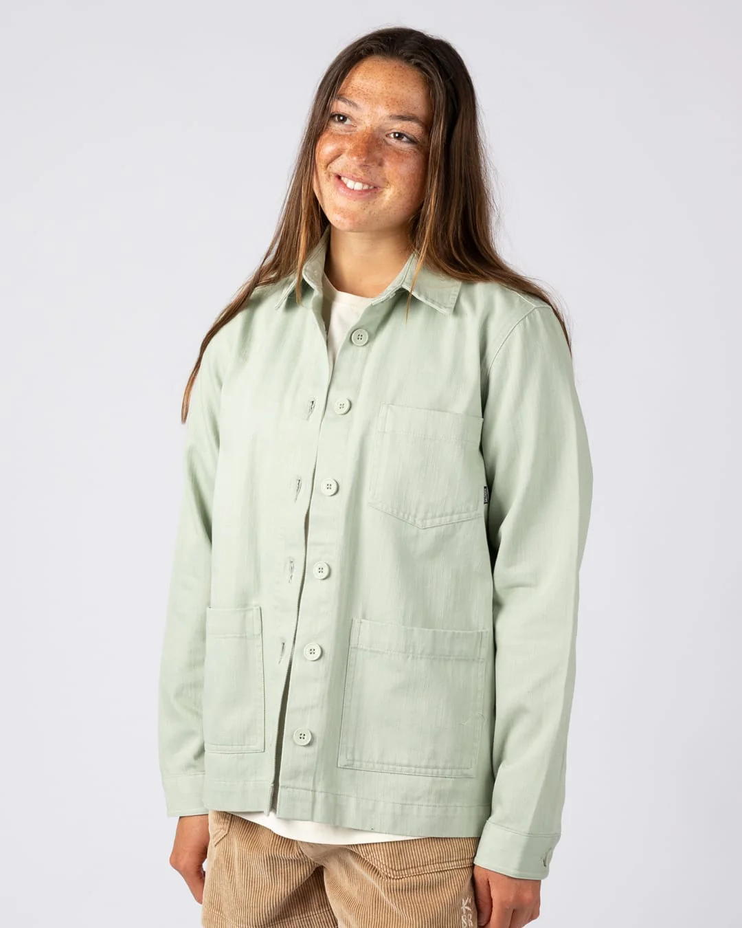 Braelyn Womens Twill Casual Jacket in Light Green - Image 5