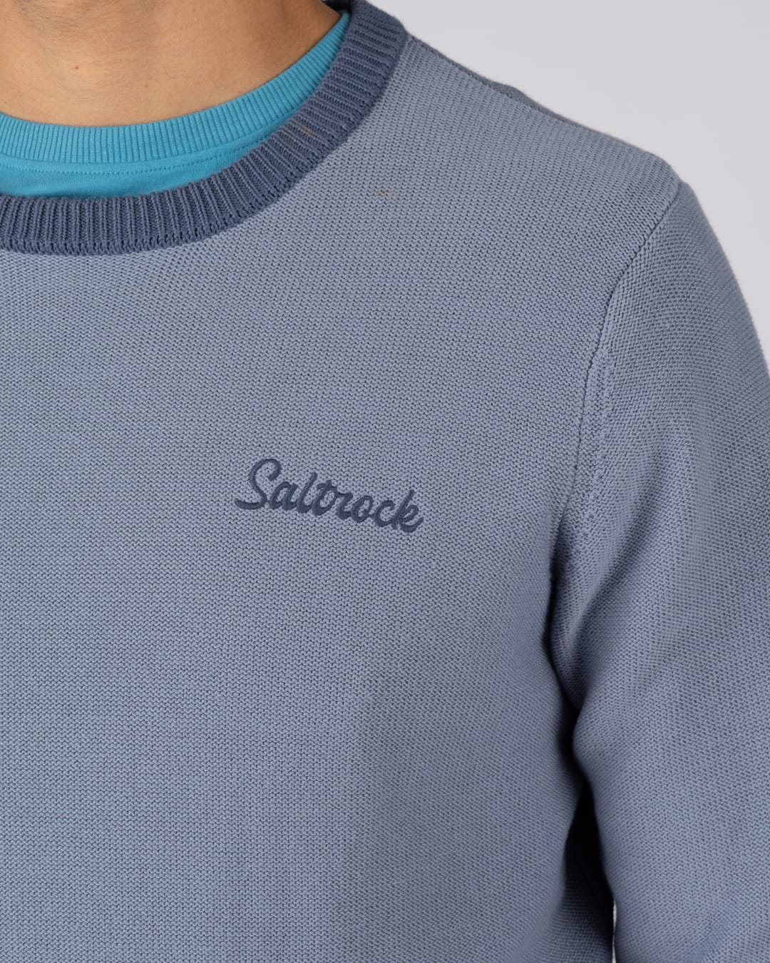 Callum Mens Knitted Jumper in Blue - Image 7