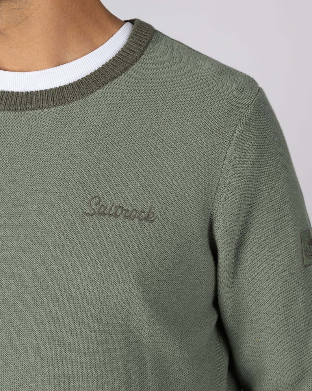 Callum Mens Knitted Jumper in Green - Image 7