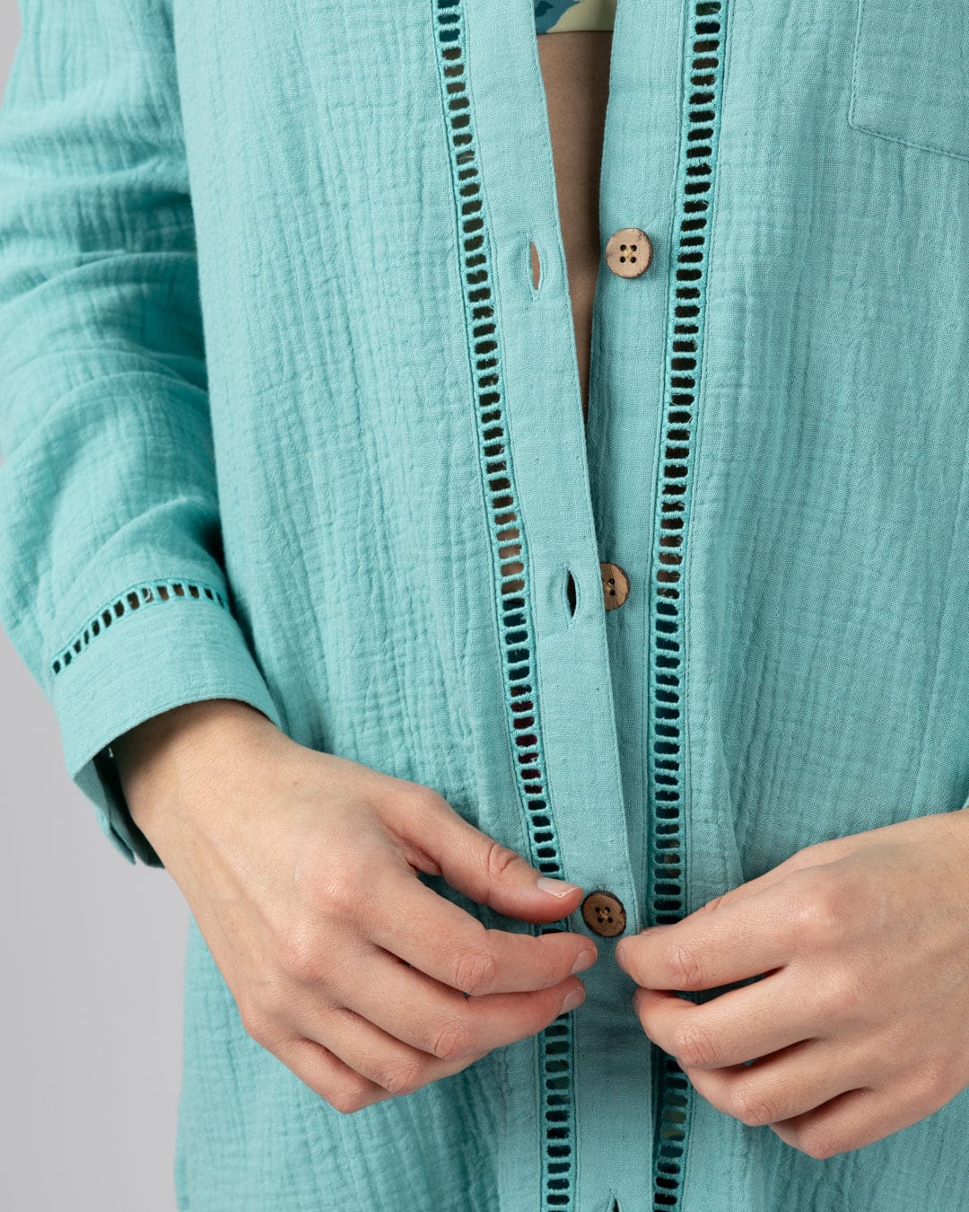 Calma Womens Oversized Beach Shirt in Blue - Image 12