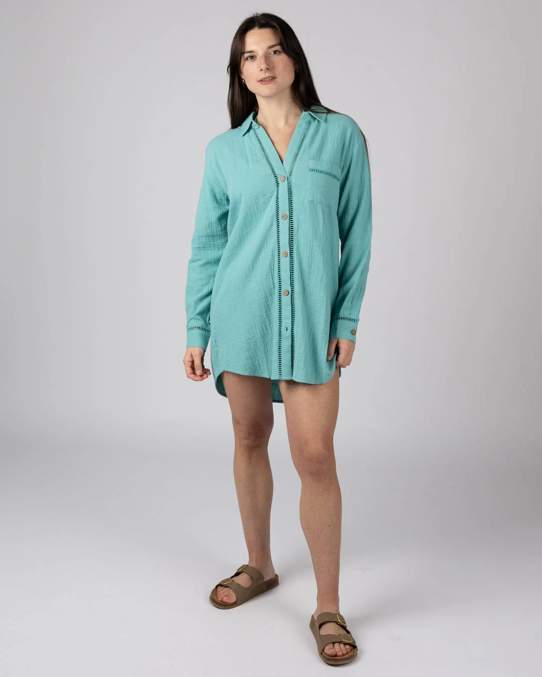 Calma Womens Oversized Beach Shirt in Blue - Image 13