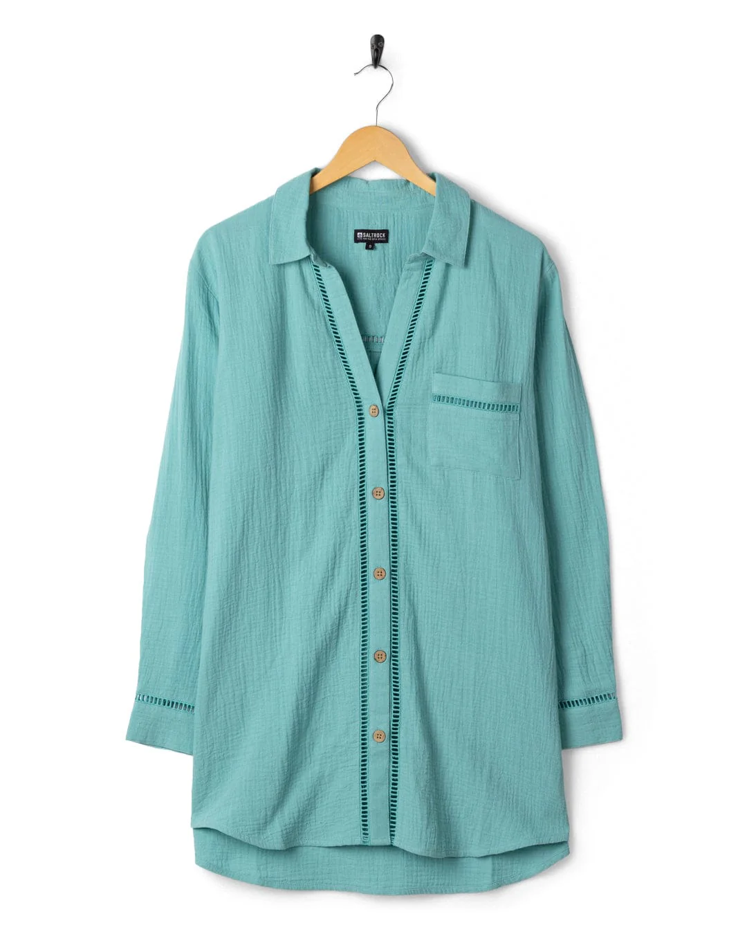 Calma Womens Oversized Beach Shirt in Blue - Image 15
