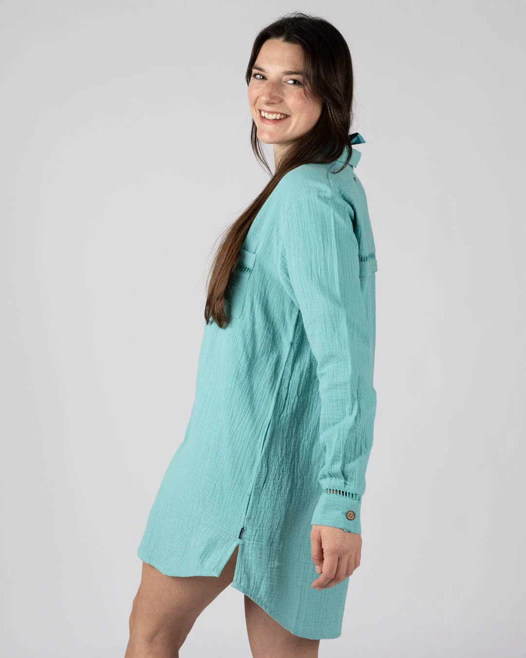 Calma Womens Oversized Beach Shirt in Blue - Image 5