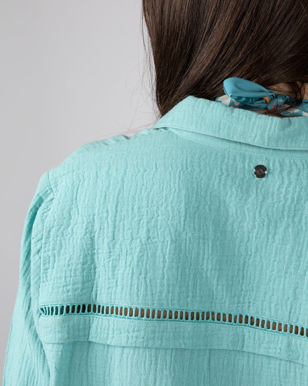 Calma Womens Oversized Beach Shirt in Blue - Image 6