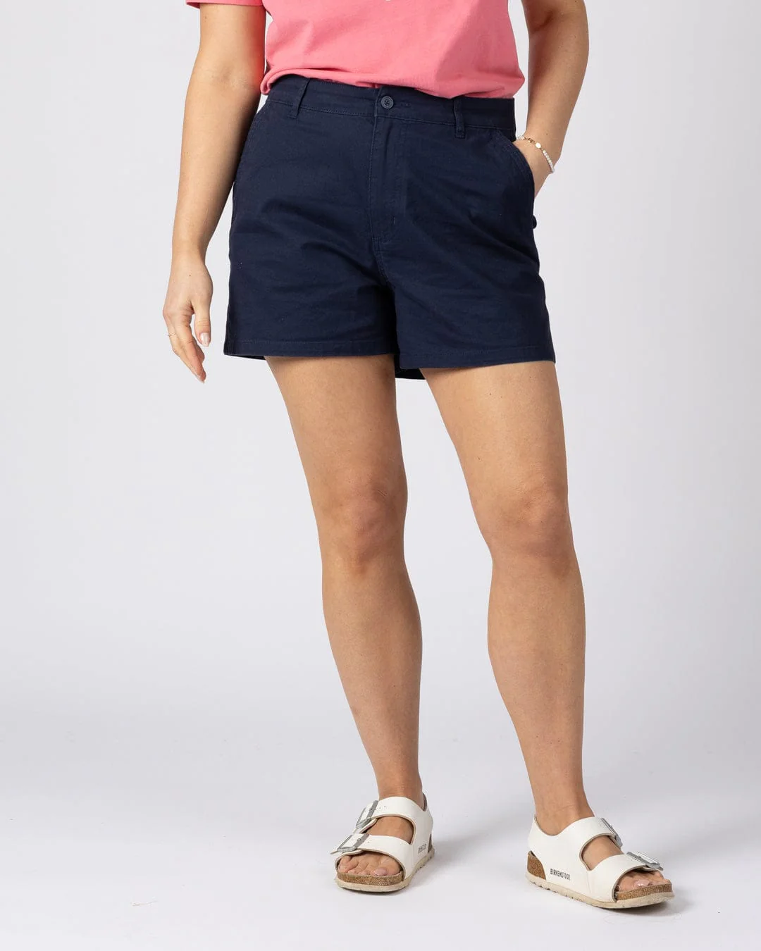 Cara Womens Mid Rise Chino Shorts in Blue - Image 3