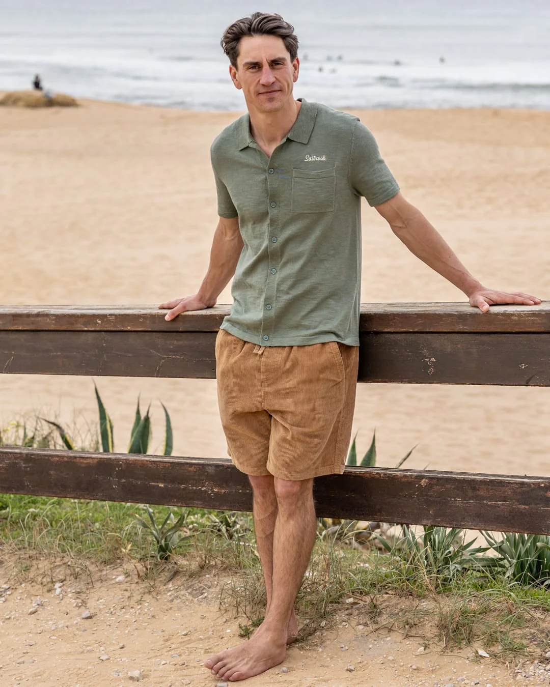 Caspian Men Short Sleeve Shirt in Light Green - Image 2