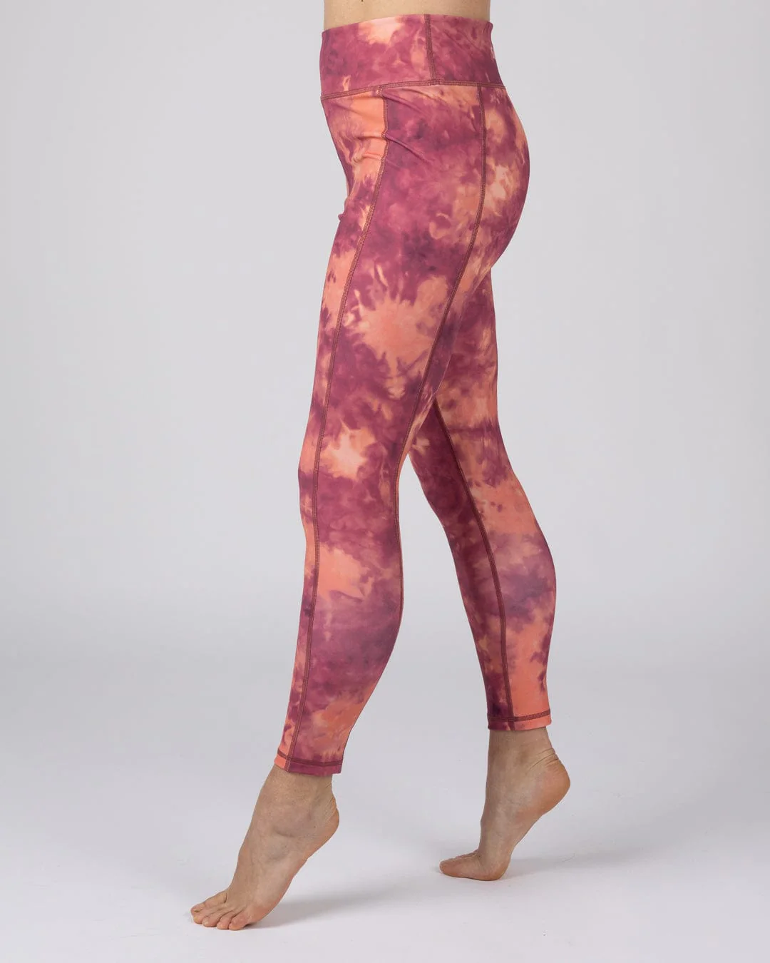 Chakra Womens Tie Dye Leggings in Dark Pink