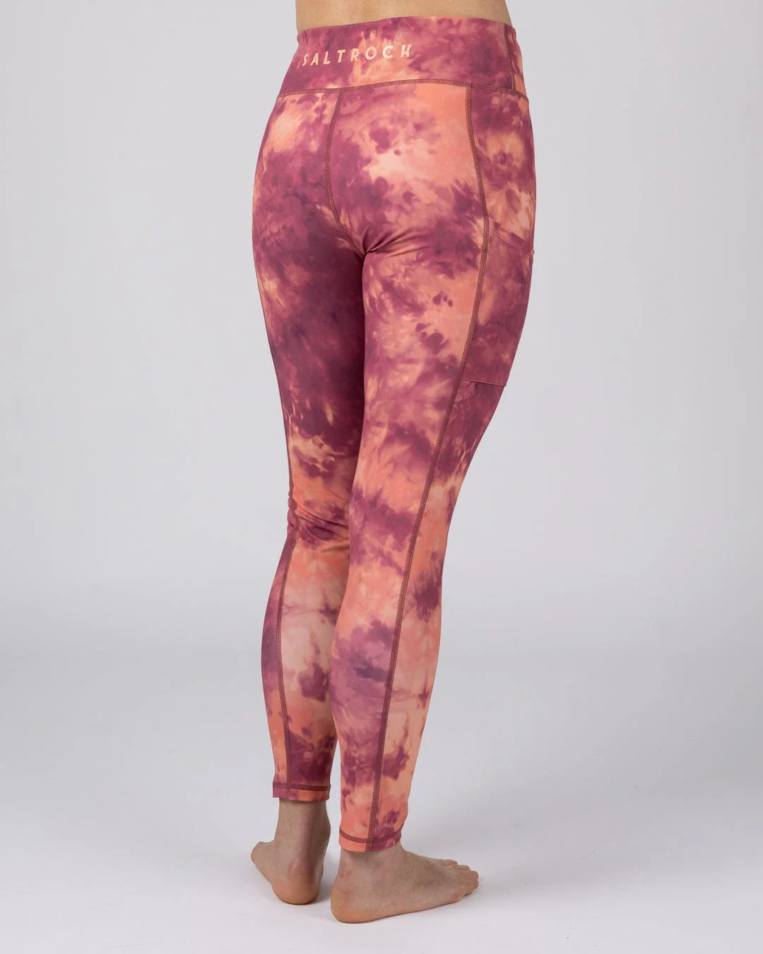 Chakra Womens Tie Dye Leggings in Dark Pink - Image 4