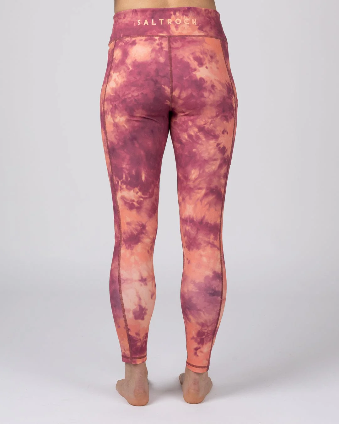 Chakra Womens Tie Dye Leggings in Dark Pink - Image 5