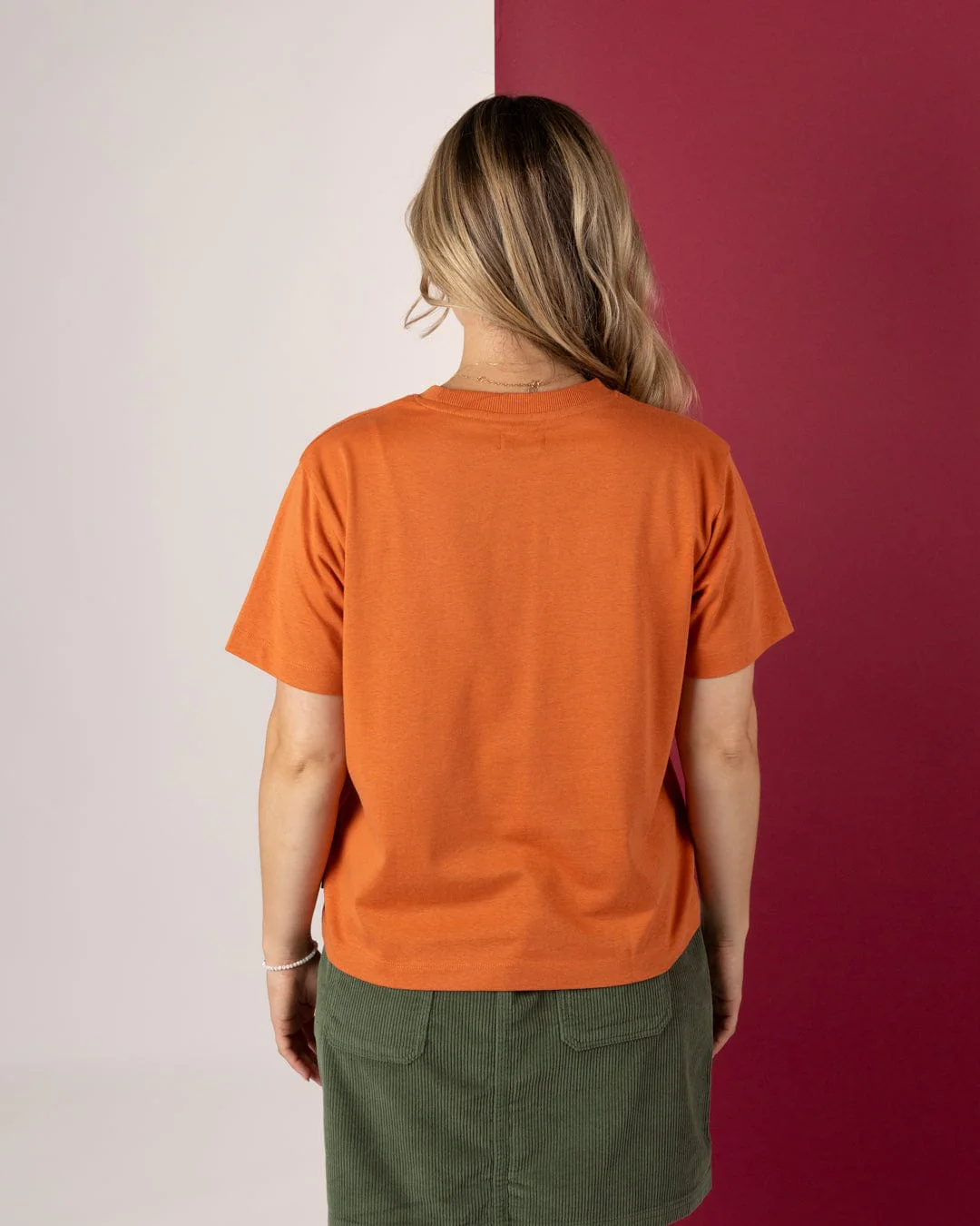 Charmer Womens Boxy Short Sleeve T-Shirt in Orange - Image 5