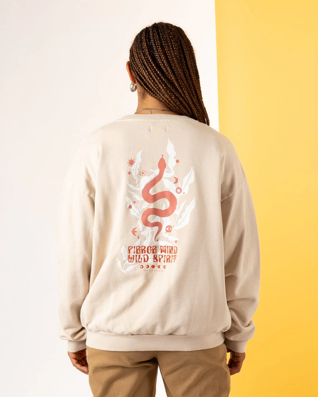 Charmer Womens Oversized Sweat Shirt in Light Brown - Image 5
