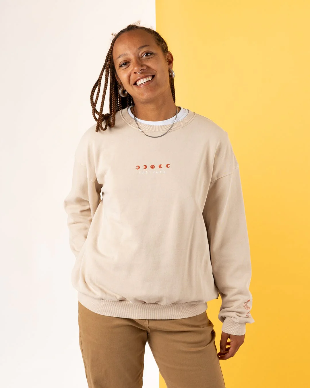 Charmer Womens Oversized Sweat Shirt in Light Brown - Image 6