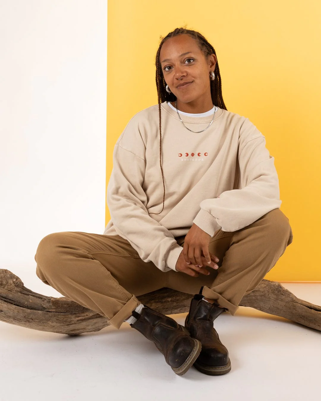 Charmer Womens Oversized Sweat Shirt in Light Brown - Image 9