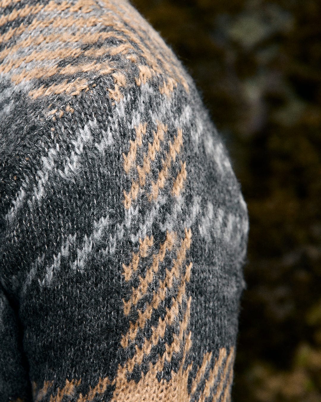 Checked Mens Oversized Check Knitted Jumper in Grey - Image 6