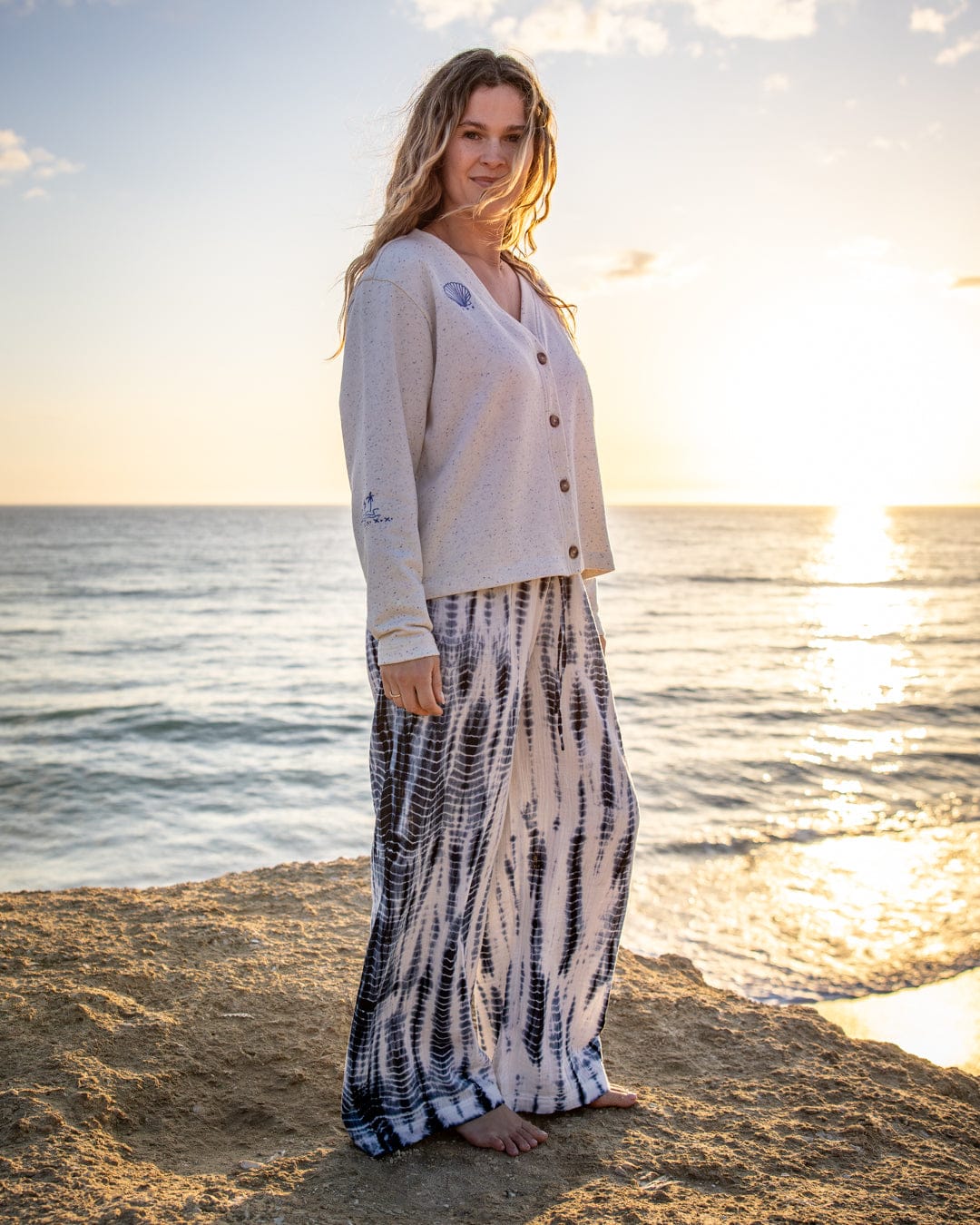 Clemmie Womens Sweat Cardigan in Cream - Image 3
