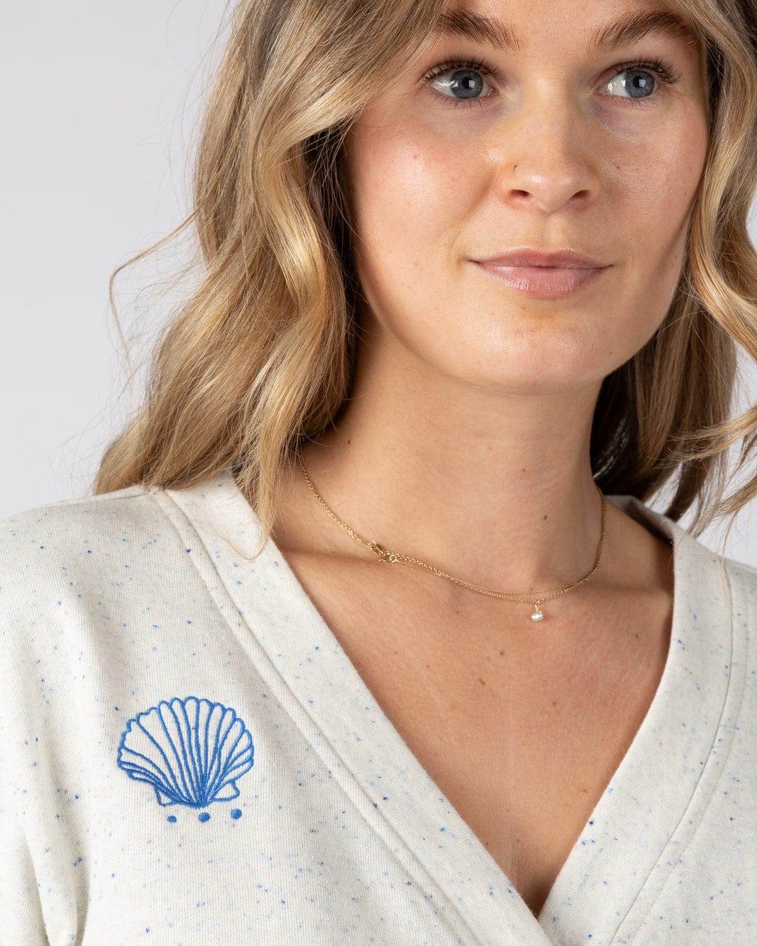Clemmie Womens Sweat Cardigan in Cream - Image 9