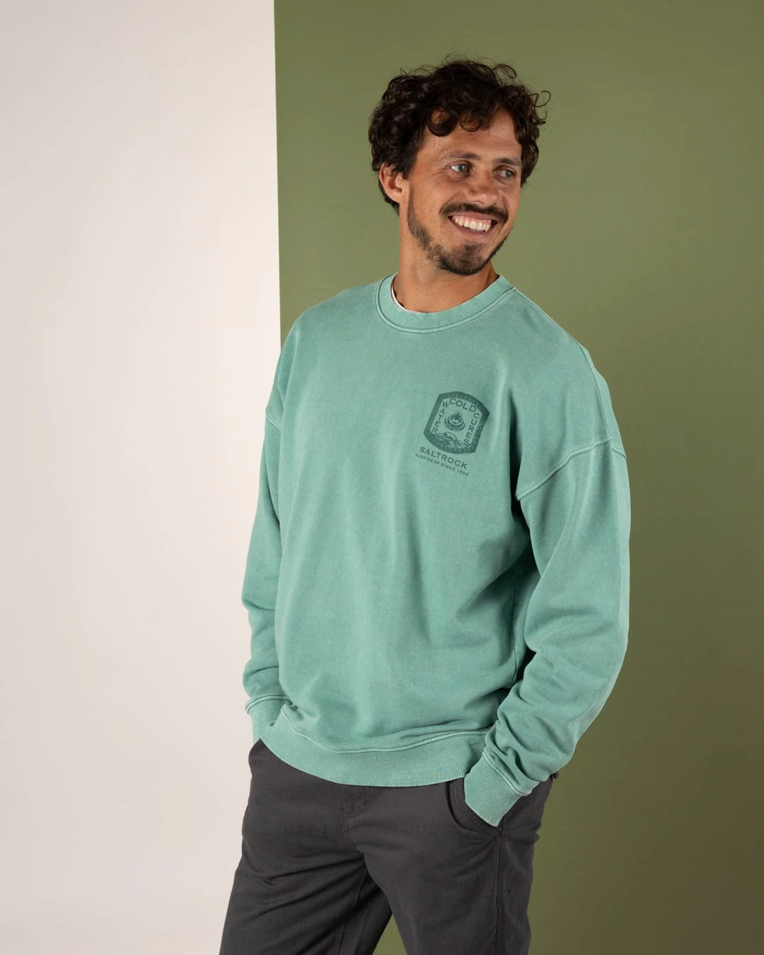 Cold Water Cures Mens Oversized Sweatshirt in Green - Image 4