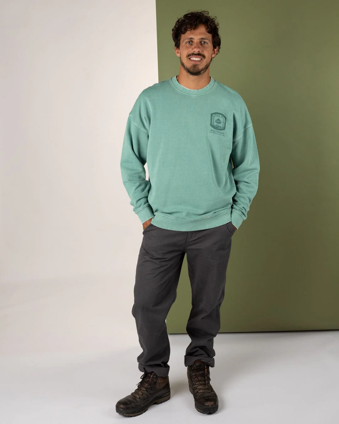 Cold Water Cures Mens Oversized Sweatshirt in Green - Image 7