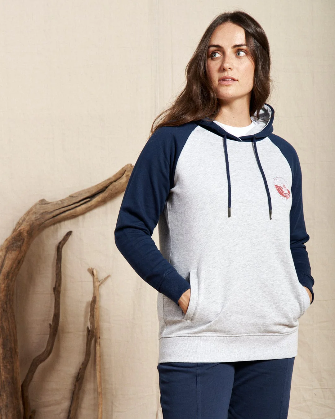 Coldwater Club Womens Raglan Pop Hoodie in Grey - Image 2