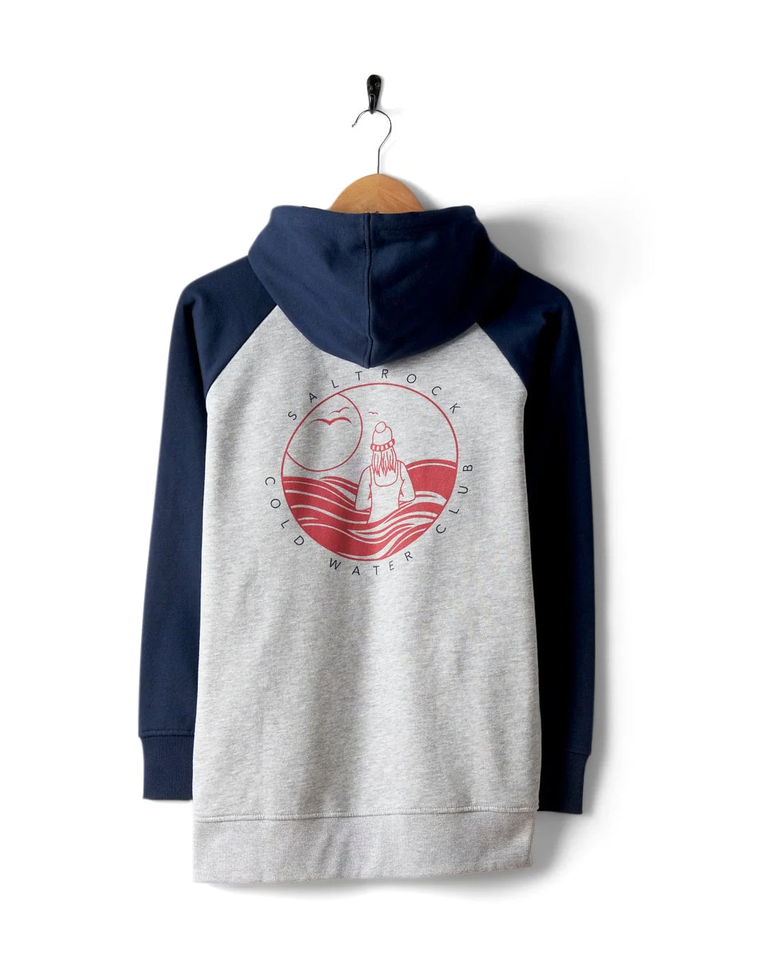 Coldwater Club Womens Raglan Pop Hoodie in Grey - Image 3