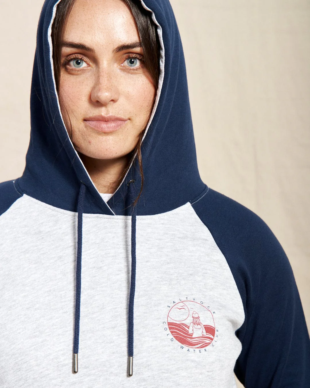 Coldwater Club Womens Raglan Pop Hoodie in Grey - Image 4