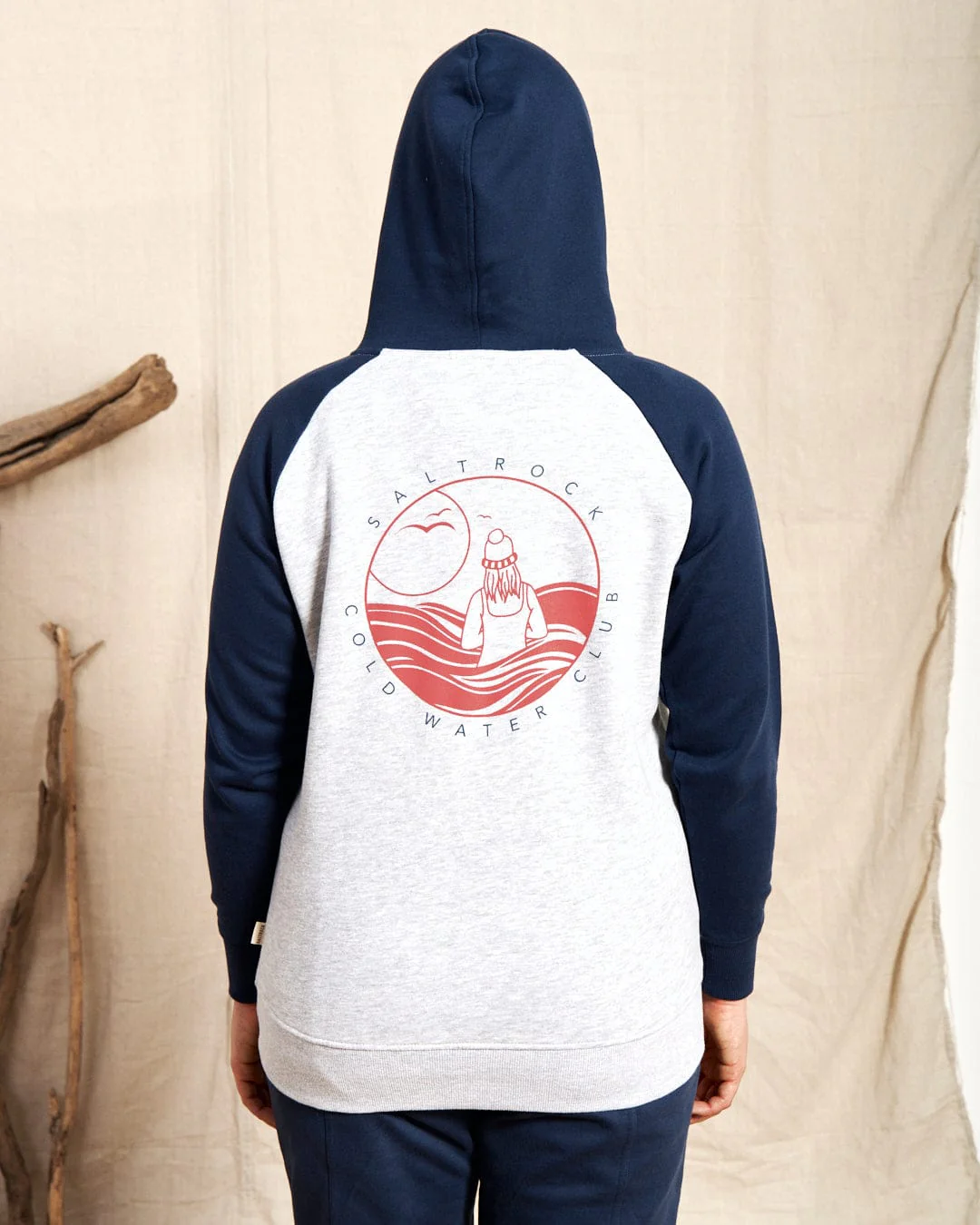 Coldwater Club Womens Raglan Pop Hoodie in Grey - Image 6