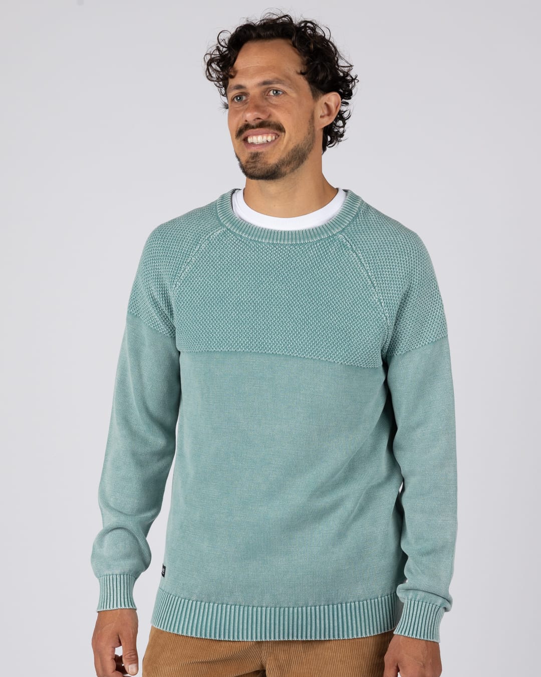 Coombe Mens Knitted Jumper in Blue