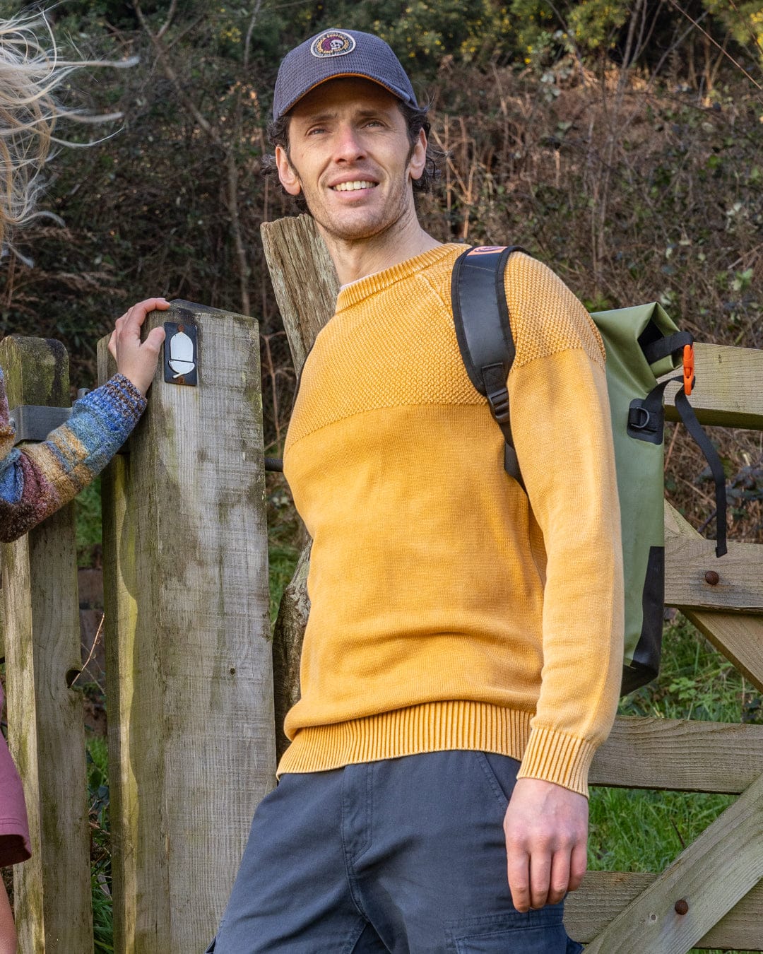 Coombe Mens Knitted Jumper in Yellow - Image 3