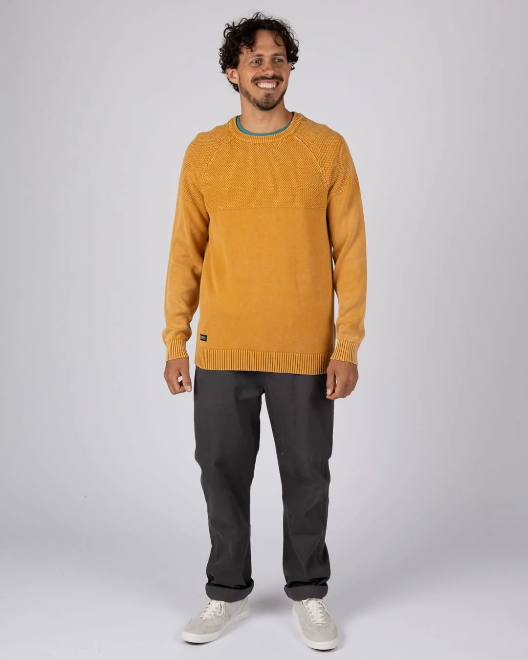 Coombe Mens Knitted Jumper in Yellow - Image 4