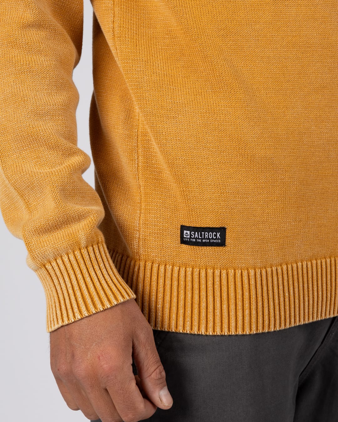 Coombe Mens Knitted Jumper in Yellow - Image 7