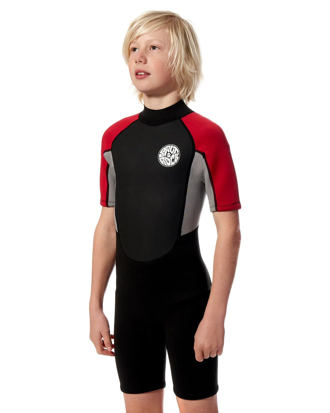 Core Boys 3/2 Shortie Wetsuit in Black/Red - Image 18