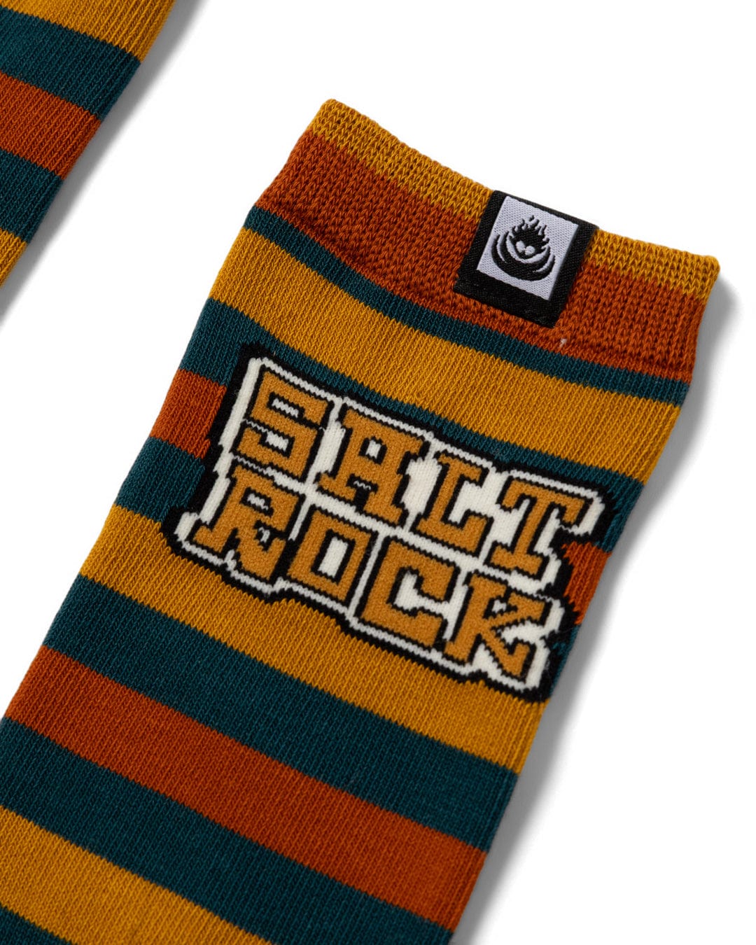 Creek Kids Socks in Teal/Yellow Stripe - Image 4