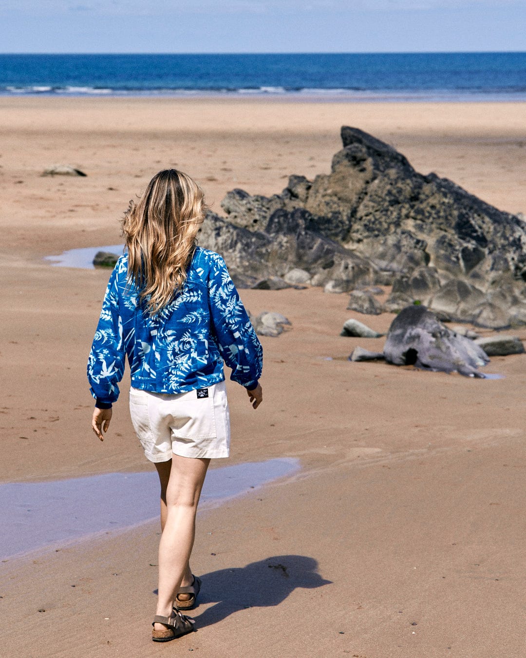 Cyanotype Womens Recycled Boxy Sweat in Blue - Image 3