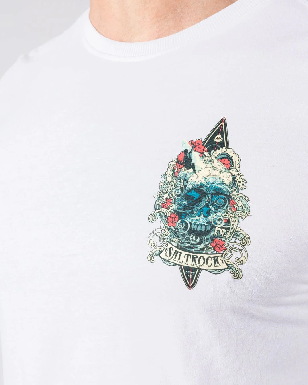 Dark Water Colour Mens Short Sleeve T-shirt in White - Image 4
