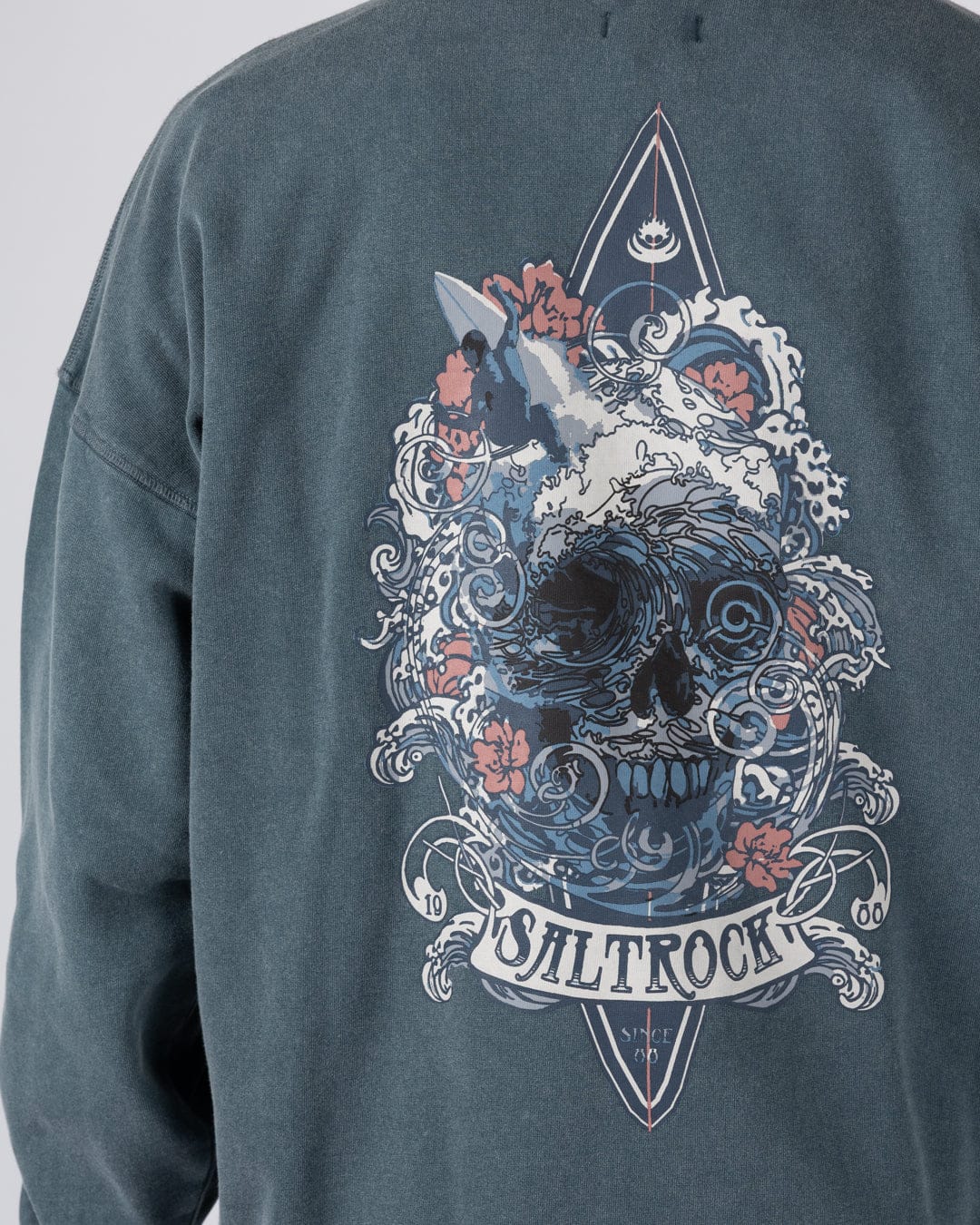 Dark Water Mens Oversized Sweatshirt Top in Blue - Image 3