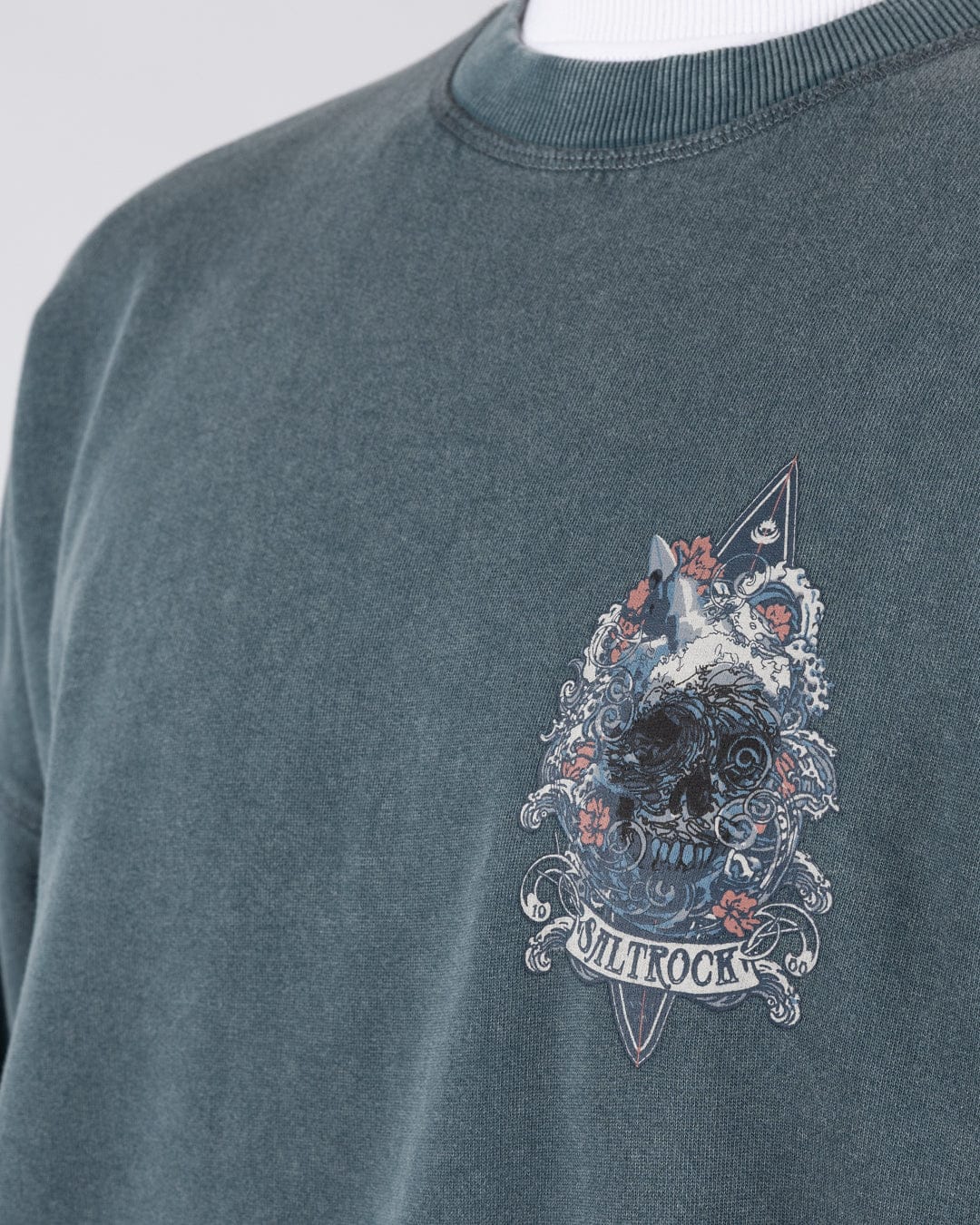 Dark Water Mens Oversized Sweatshirt Top in Blue - Image 4