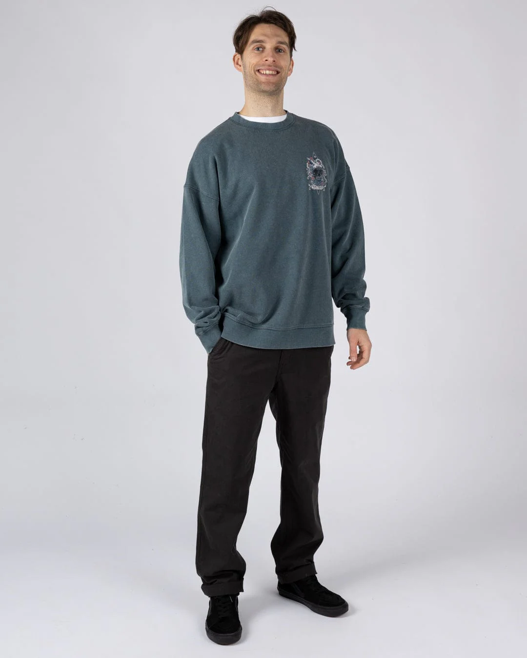 Dark Water Mens Oversized Sweatshirt Top in Blue - Image 5