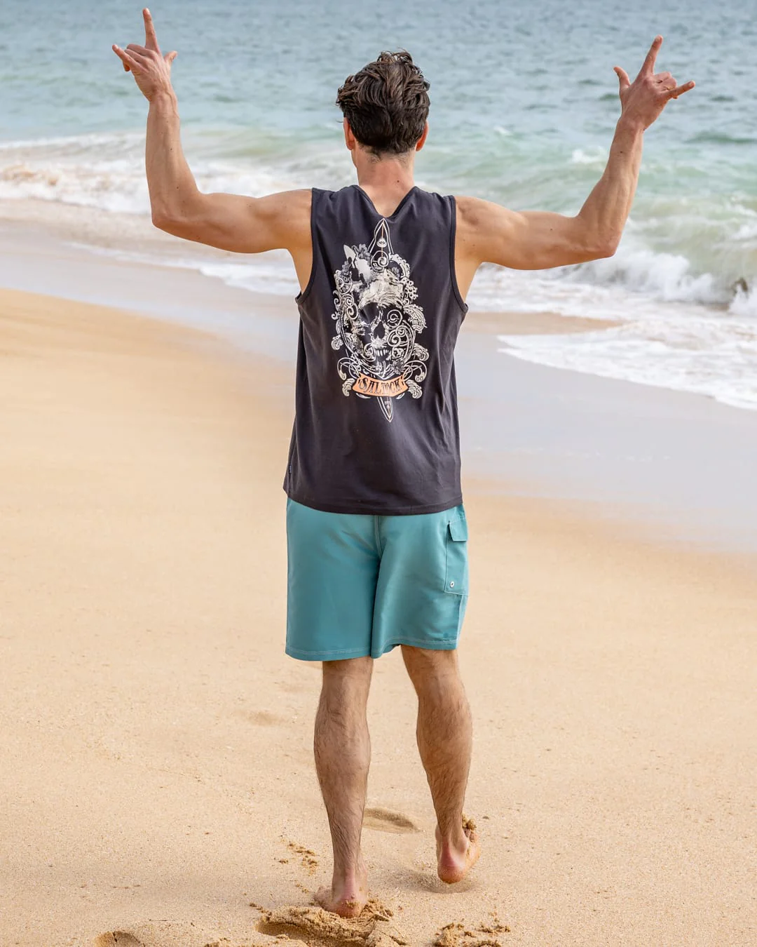 Dark Water Mens Vest in Dark Grey - Image 7