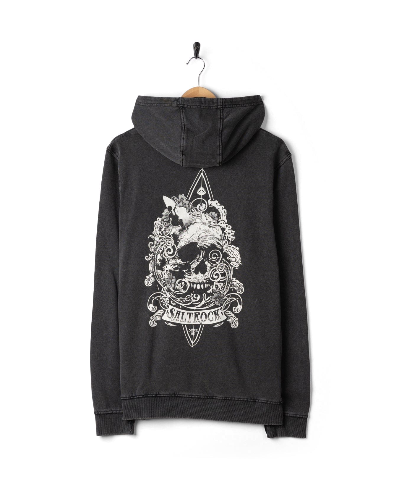 Dark Waters Mens Pop Hoodie in Dark Grey - Image 5