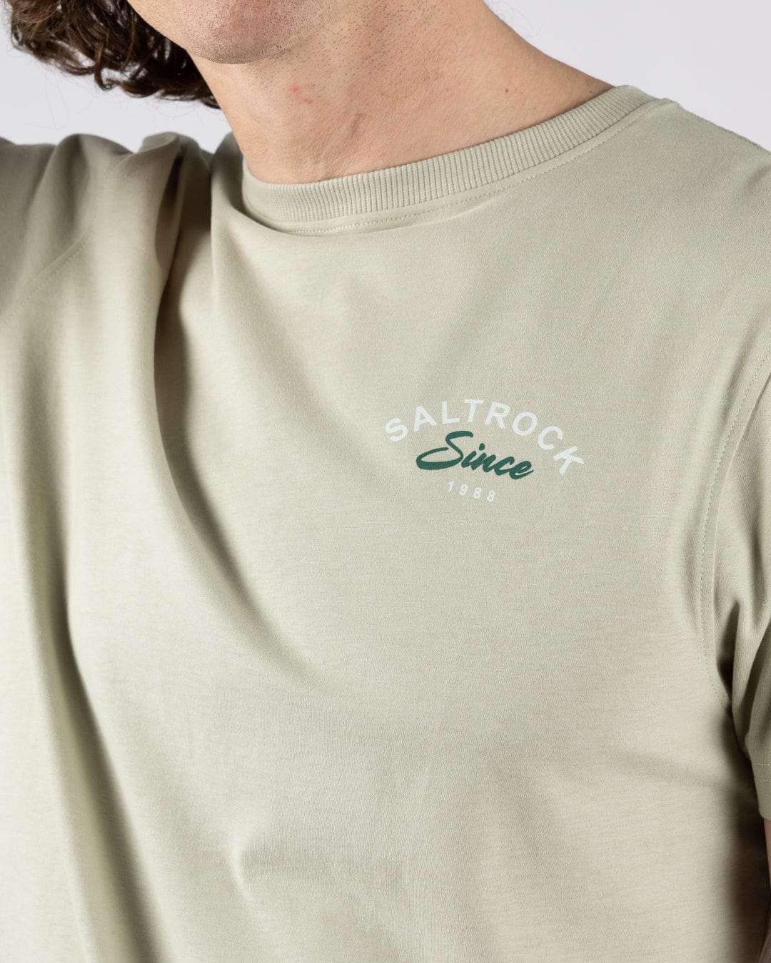 Deep Sea Flame Cornwall Mens Short Sleeve T-Shirt in Light Green - Image 4