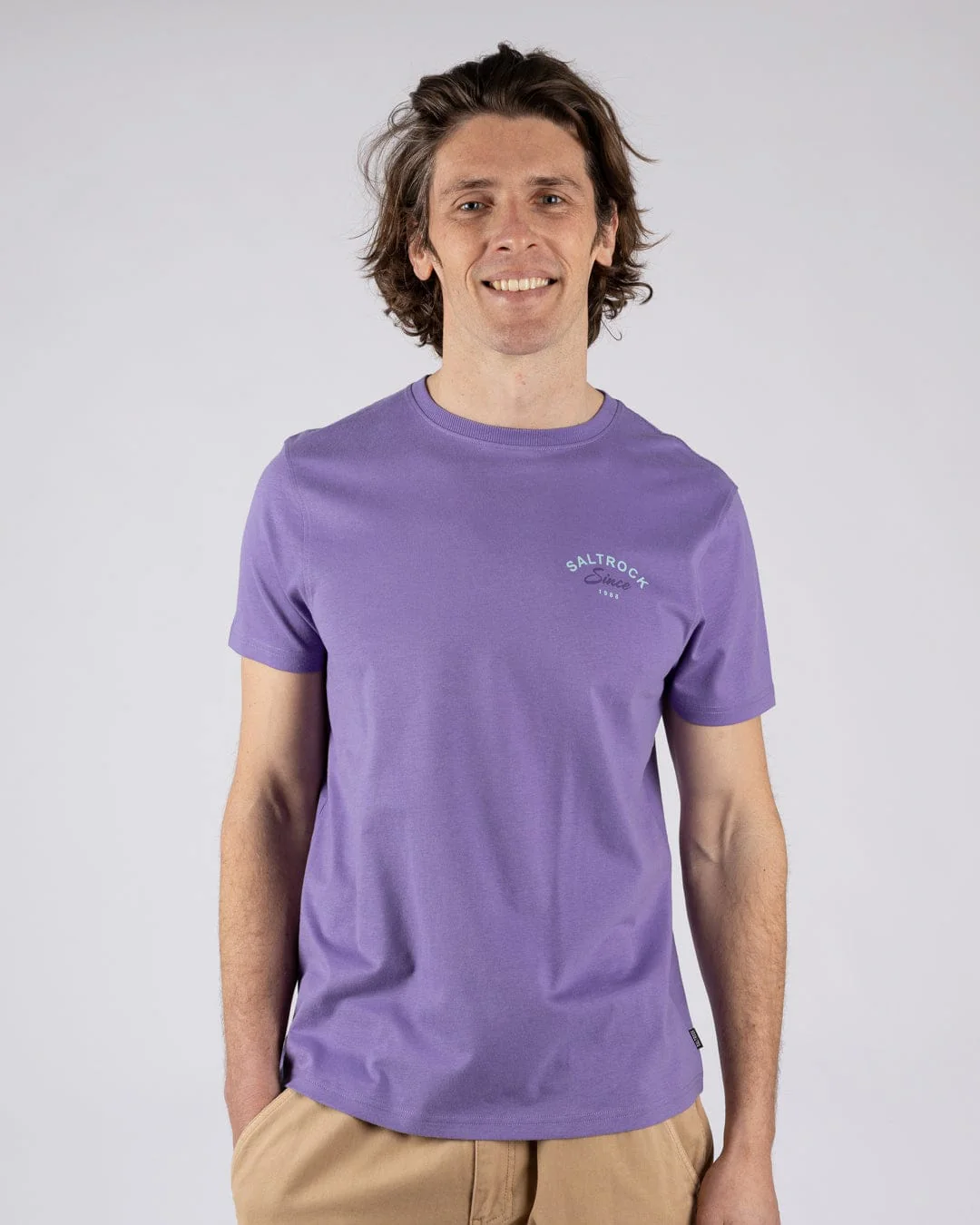 Deep Sea Flame Cornwall Mens Short Sleeve T-shirt in Purple - Image 2