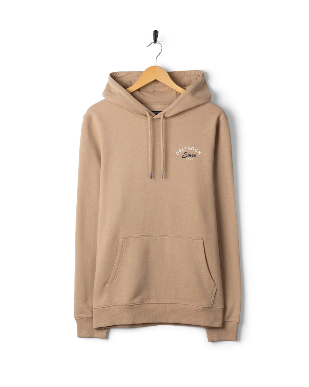 Deep Sea Flame Devon Mens Pop Hoodie in Beige - Image 6