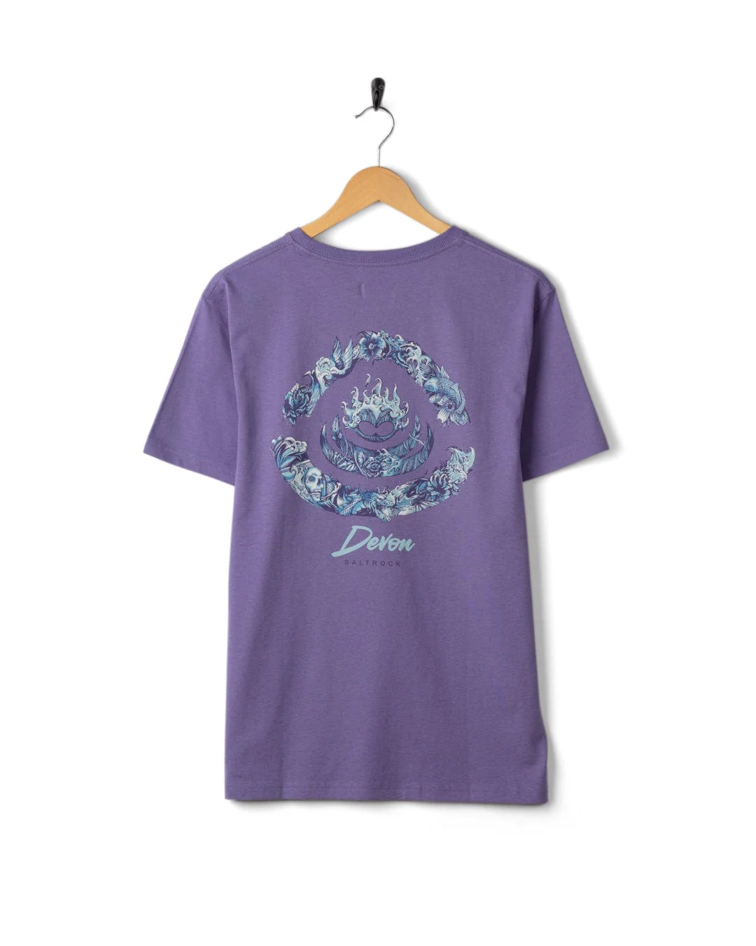 Deep Sea Flame Devon  Mens Short Sleeve T-Shirt in Purple - Image 10
