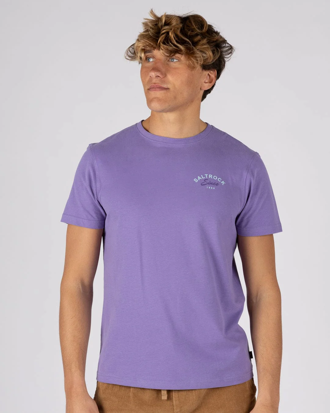 Deep Sea Flame Devon  Mens Short Sleeve T-Shirt in Purple - Image 6