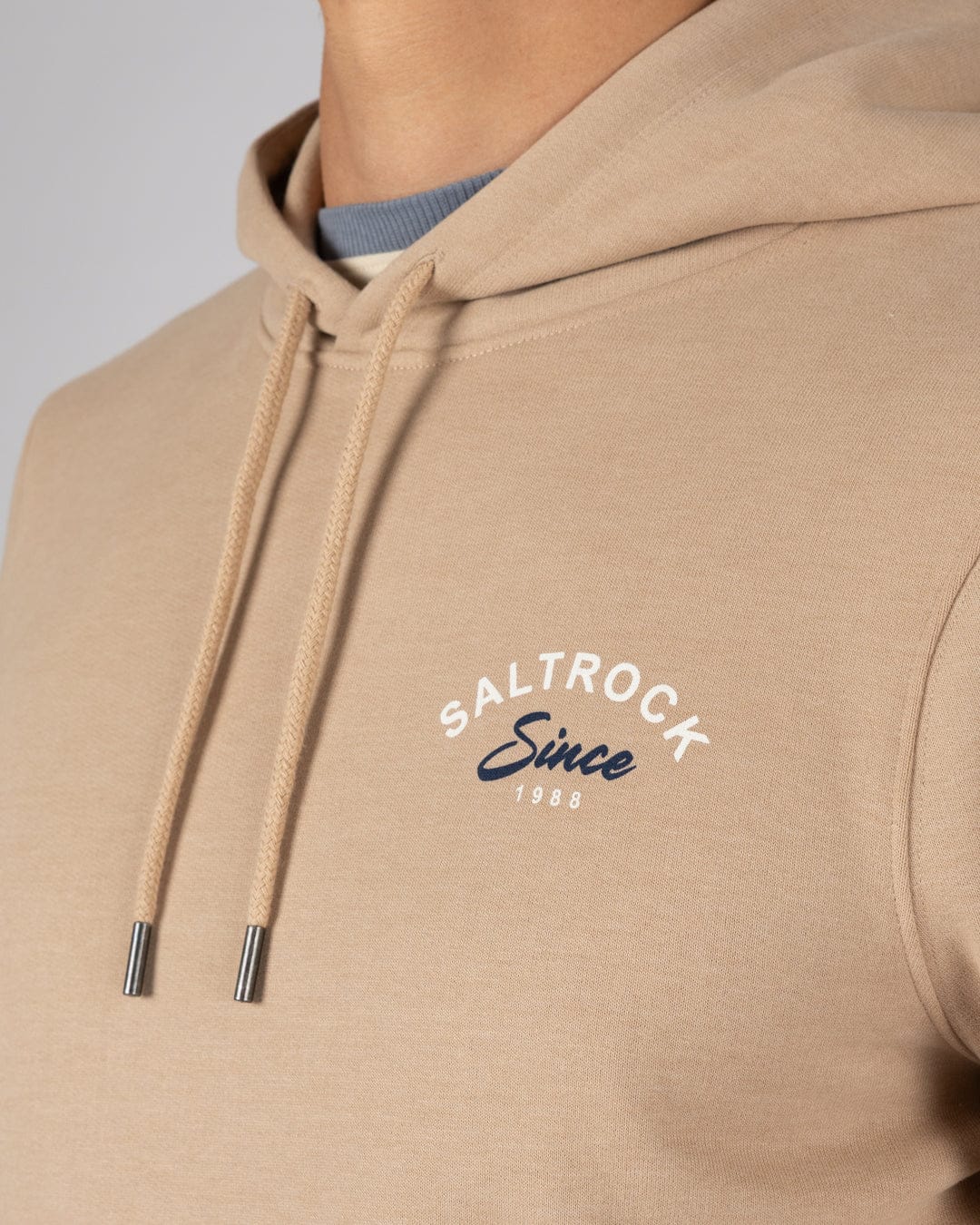 Deep Sea Flame Wales Mens Pop Hoodie in Beige - Image 5