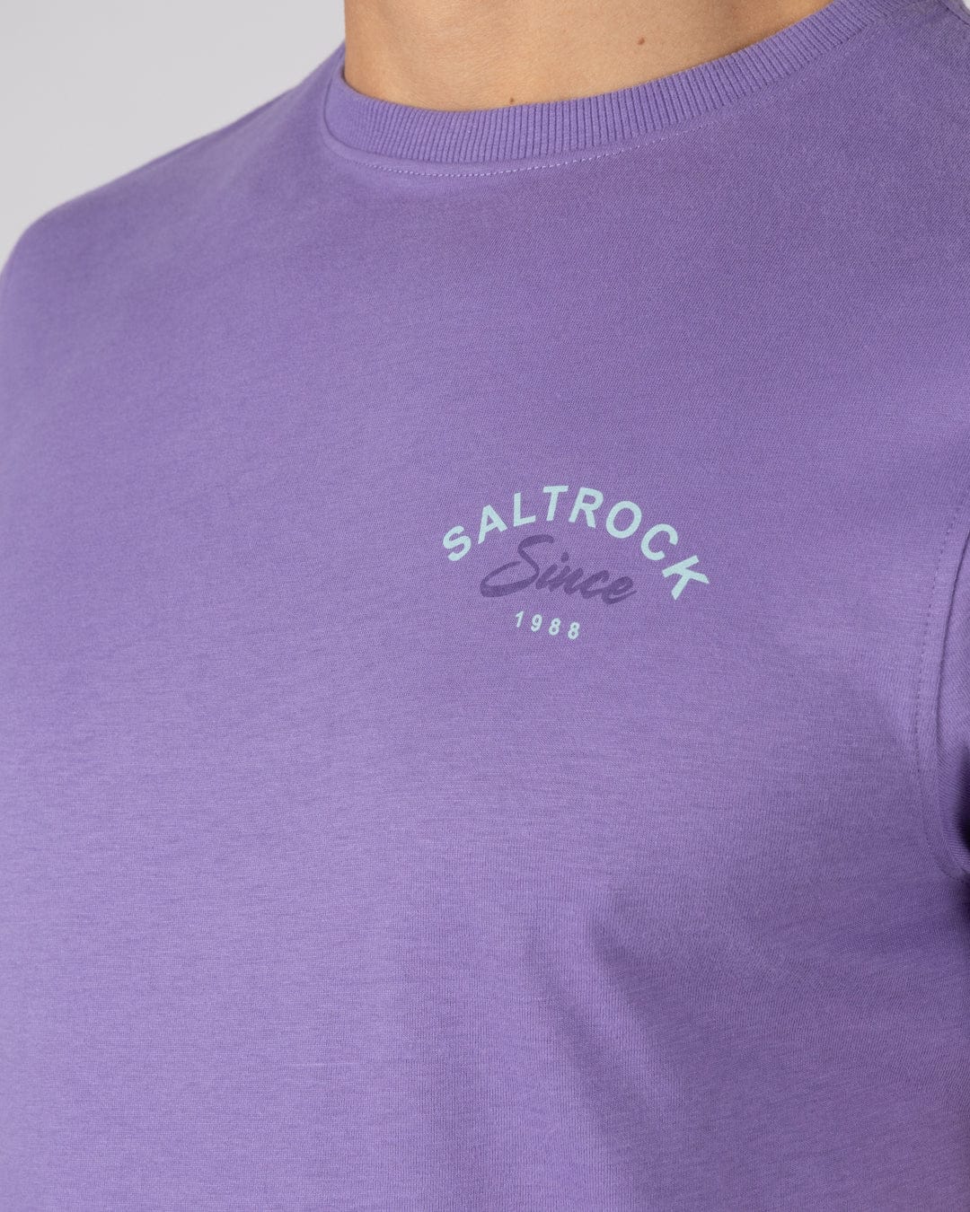 Deep Sea Flame Wales Mens Short Sleeve T-shirt in Purple - Image 3